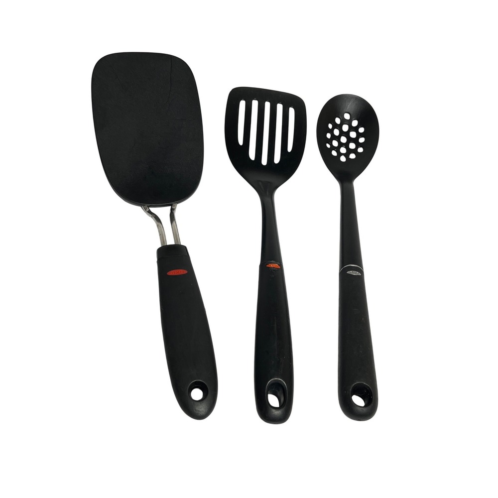 OXO Good Grips 3 Piece Kitchen Utensil Set Black Nylon Spatula Turner Spoon